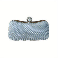 Rhinestone Mesh Evening Bag Faux Pearl Chain Handbag