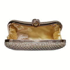 Rhinestone Mesh Evening Bag Faux Pearl Chain Handbag