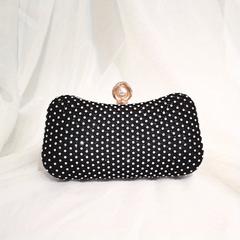 Rhinestone Mesh Evening Bag Faux Pearl Chain Handbag
