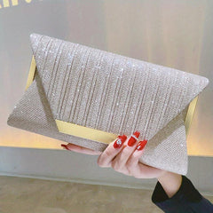 Sequins Ruched Evening Bag Glitter Clutch Purses For Women Envelope Handbag