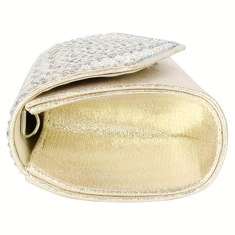 Rhinestone Flap Evening Bag Chain Strap Clutch Handbag
