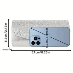 Rhinestone Flap Evening Bag Chain Strap Clutch Handbag