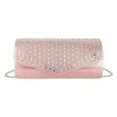 Rhinestone Flap Evening Bag Chain Strap Clutch Handbag