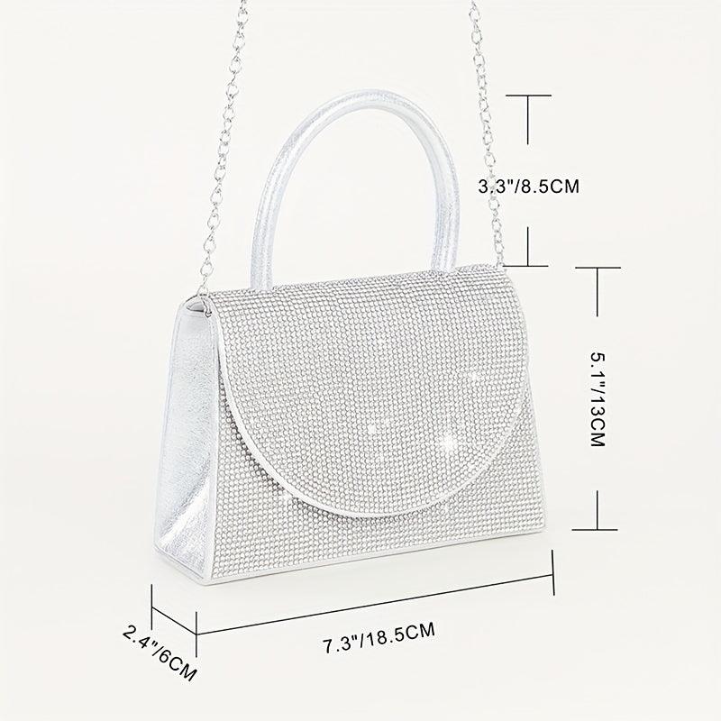 Rhinestone Evening Bag Glitter Chain Clutch Purse for Wedding Party