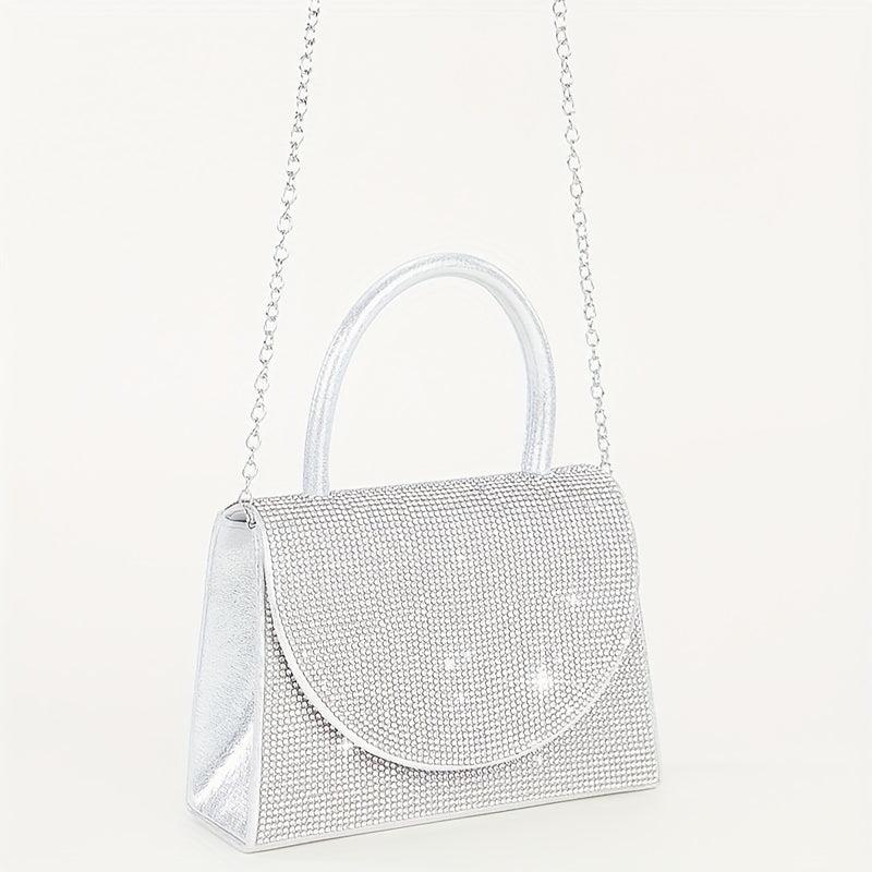 Rhinestone Evening Bag Glitter Chain Clutch Purse for Wedding Party