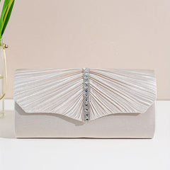Rhinestone Ruched Clutch Bag Glitter Evening Party Banquet Bag