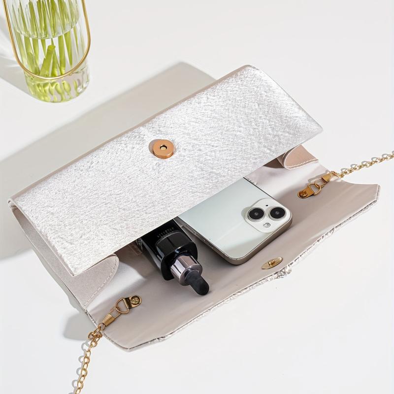Rhinestone Ruched Clutch Bag Glitter Evening Party Banquet Bag