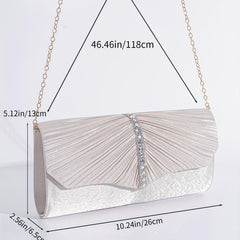 Rhinestone Ruched Clutch Bag Glitter Evening Party Banquet Bag