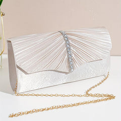 Rhinestone Ruched Clutch Bag Glitter Evening Party Banquet Bag