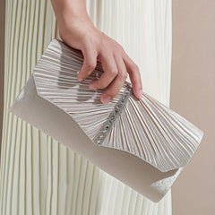 Rhinestone Ruched Clutch Bag Glitter Evening Party Banquet Bag