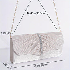 Rhinestone Ruched Clutch Bag Glitter Evening Party Banquet Bag
