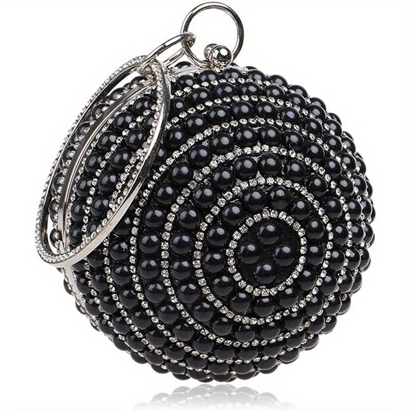 Spherical Evening Bag Rhinestone & Pearl Wedding Handbag