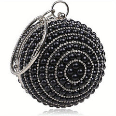 Spherical Evening Bag Rhinestone & Pearl Wedding Handbag