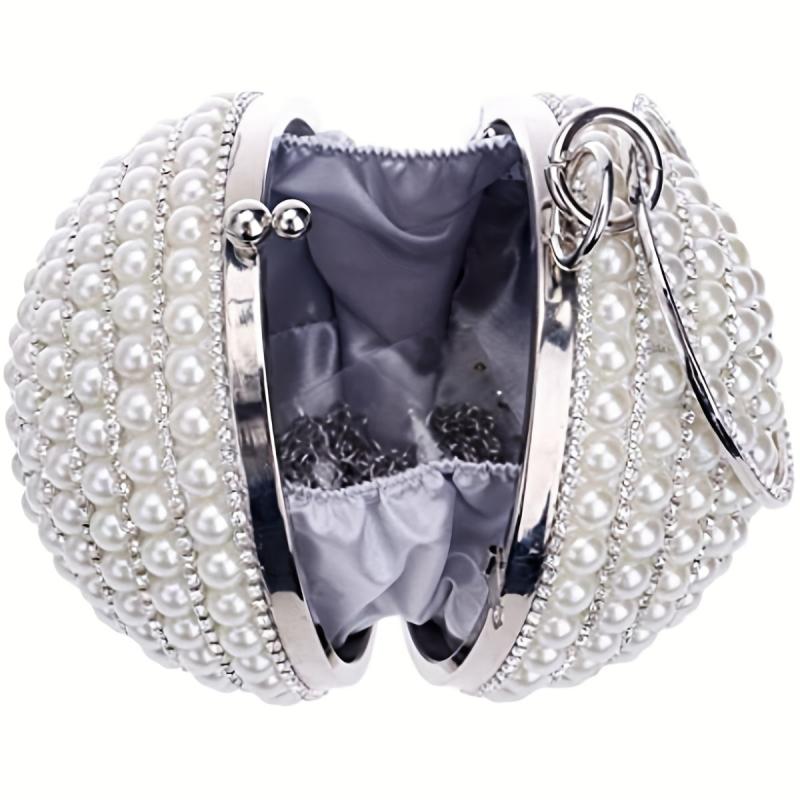 Spherical Evening Bag Rhinestone & Pearl Wedding Handbag