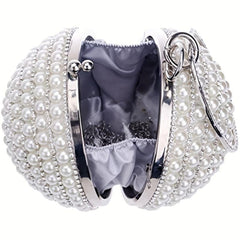 Spherical Evening Bag Rhinestone & Pearl Wedding Handbag