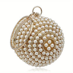 Spherical Evening Bag Rhinestone & Pearl Wedding Handbag