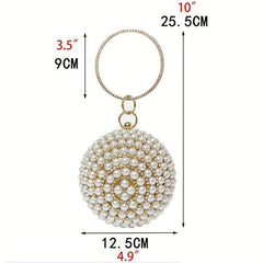 Spherical Evening Bag Rhinestone & Pearl Wedding Handbag