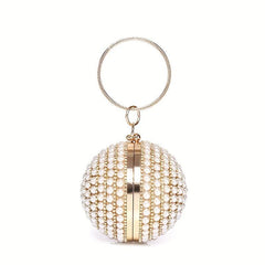 Spherical Evening Bag Rhinestone & Pearl Wedding Handbag