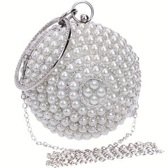 Spherical Evening Bag Rhinestone & Pearl Wedding Handbag