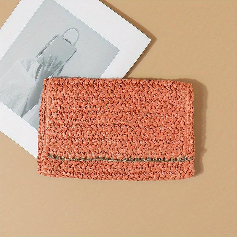 Boho Style Straw Bag Seaside Clutch Purse Vintage Beach Bag