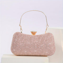 Glitter Satchel Wallet Evening Bag Lace Flower Pattern
