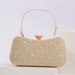 Glitter Satchel Wallet Evening Bag Lace Flower Pattern