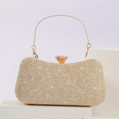 Glitter Satchel Wallet Evening Bag Lace Flower Pattern
