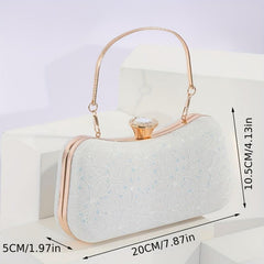 Glitter Satchel Wallet Evening Bag Lace Flower Pattern