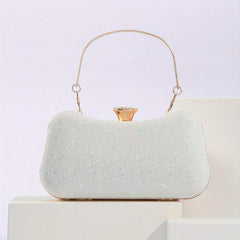 Glitter Satchel Wallet Evening Bag Lace Flower Pattern