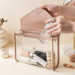 Transparent Cosmetic Bag Flap Clutch Waterproof Travel Makeup Storage
