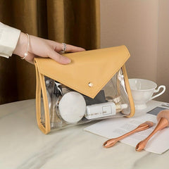 Transparent Cosmetic Bag Flap Clutch Waterproof Travel Makeup Storage