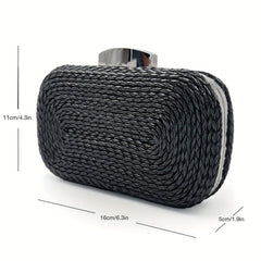 Straw Woven Evening Bag Chain Crossbody Clutch Purse for Party