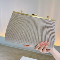 Glitter Event Clutch Bag Metal Chain Handbag Floral Handle