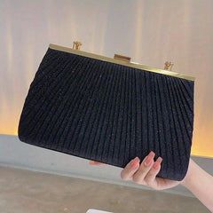 Glitter Event Clutch Bag Metal Chain Handbag Floral Handle