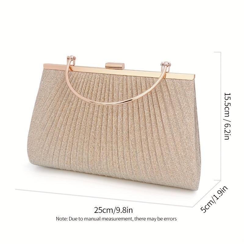 Glitter Event Clutch Bag Metal Chain Handbag Floral Handle