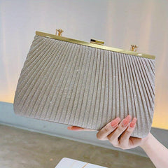 Glitter Event Clutch Bag Metal Chain Handbag Floral Handle