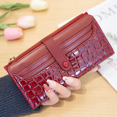 Embossed Long Wallet Coin Purse Clutch Bag Card Slots