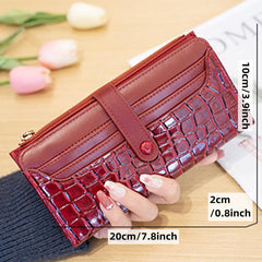Embossed Long Wallet Coin Purse Clutch Bag Card Slots
