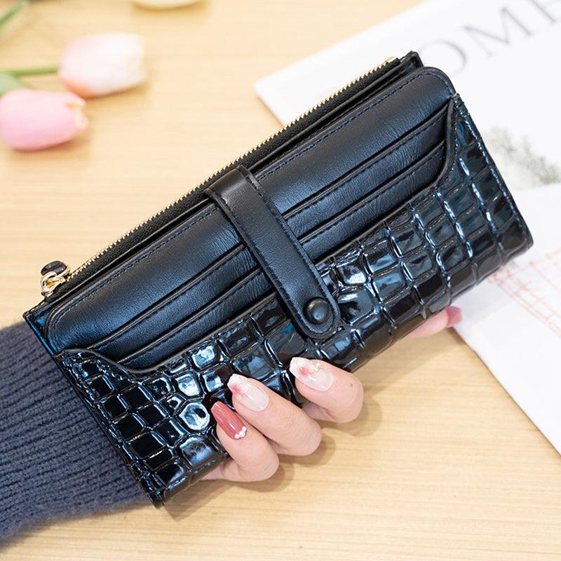 Embossed Long Wallet Coin Purse Clutch Bag Card Slots