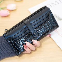 Embossed Long Wallet Coin Purse Clutch Bag Card Slots