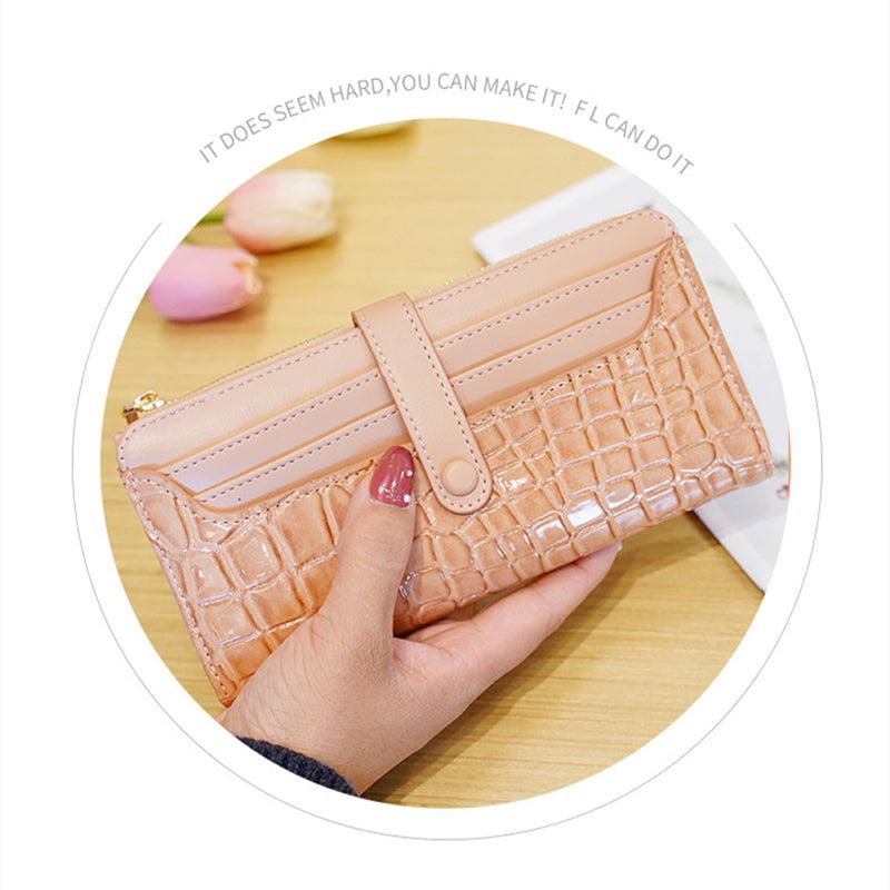 Embossed Long Wallet Coin Purse Clutch Bag Card Slots
