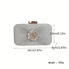 Flower Rhinestone Decor Evening Bag Party Clutch Wedding