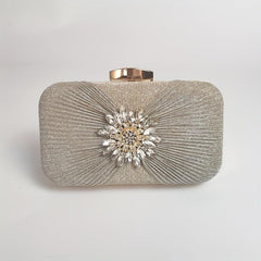 Flower Rhinestone Decor Evening Bag Party Clutch Wedding