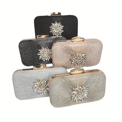Flower Rhinestone Decor Evening Bag Party Clutch Wedding