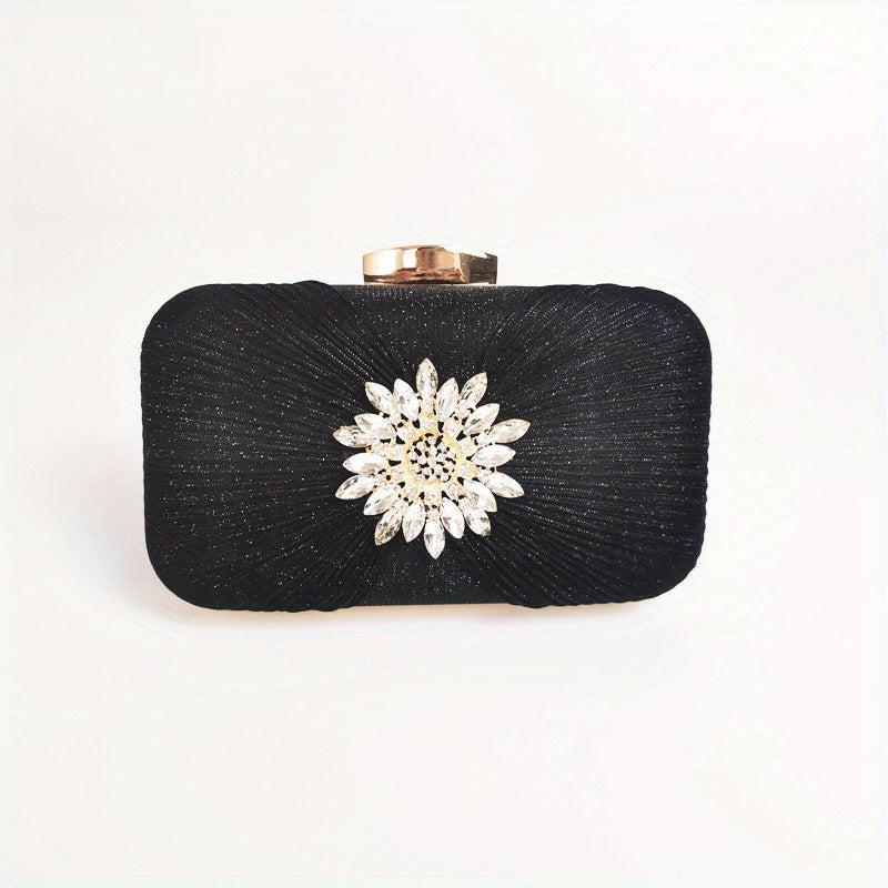 Flower Rhinestone Decor Evening Bag Party Clutch Wedding