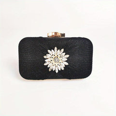 Flower Rhinestone Decor Evening Bag Party Clutch Wedding