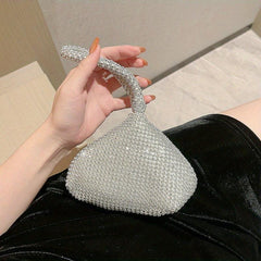 Rhinestone Evening Handbags Triangle Clutch Purse Glitter Prom Wedding