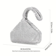 Rhinestone Evening Handbags Triangle Clutch Purse Glitter Prom Wedding