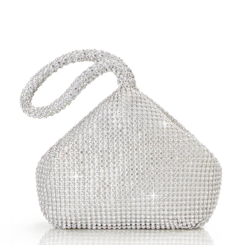 Rhinestone Evening Handbags Triangle Clutch Purse Glitter Prom Wedding