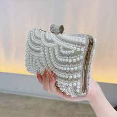 Pearl Rhinestone Evening Bag Dinner Clutch Purse Formal Banquet Handbag